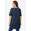 Woman Within Plus Size Perfect Short-Sleeve Boatneck Tunic(Navy)