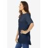 Woman Within Plus Size Perfect Short-Sleeve Boatneck Tunic(Navy)