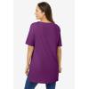 Woman Within Plus Size Perfect Short-Sleeve Boatneck Tunic(Plum Purple)