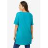 Woman Within Plus Size Perfect Short-Sleeve Boatneck Tunic(Pretty Turquoise)