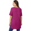 Woman Within Plus Size Perfect Short-Sleeve Boatneck Tunic(Raspberry)