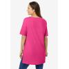 Woman Within Plus Size Perfect Short-Sleeve Boatneck Tunic(Raspberry Sorbet)