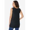 Woman Within Plus Size Perfect Sleeveless Shirred V-Neck Tunic(Black)