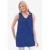 Woman Within Plus Size Perfect Sleeveless Shirred V-Neck Tunic(Heather Grey)