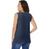Woman Within Plus Size Perfect Sleeveless Shirred V-Neck Tunic(Navy)