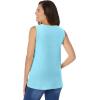 Woman Within Plus Size Perfect Sleeveless Shirred V-Neck Tunic(Seamist Blue)