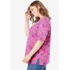 Woman Within Plus Size Printed Perfect Square-Neck Tee(Peony Petal Paisley)