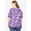 Woman Within Plus Size Printed Perfect Square-Neck Tee(Petal Purple Tie Dye)