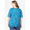 Woman Within Plus Size Printed Perfect Square-Neck Tee(Pretty Turquoise Paisley)
