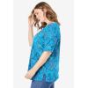 Woman Within Plus Size Printed Perfect Square-Neck Tee(Pretty Turquoise Paisley)
