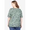 Woman Within Plus Size Printed Perfect Square-Neck Tee(Sage Blossom Vine)
