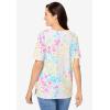 Woman Within Plus Size Printed Perfect Square-Neck Tee(White Multi Floral)