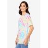 Woman Within Plus Size Printed Perfect Square-Neck Tee(White Multi Floral)