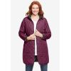 Woman Within Plus Size Reversible Quilted Barn Jacket(Deep Claret Black Prairie Floral)