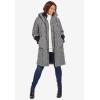 Woman Within Plus Size Rib-Knit Trim Wool Coat(Black Herringbone)
