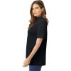 Woman Within Plus Size Ribbed Short Sleeve Turtleneck(Black)