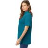 Woman Within Plus Size Ribbed Short Sleeve Turtleneck(Deep Teal)