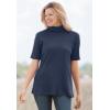 Woman Within Plus Size Ribbed Short Sleeve Turtleneck(Honey Glaze)