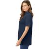 Woman Within Plus Size Ribbed Short Sleeve Turtleneck(Navy)