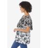 Woman Within Plus Size Ruffle Tee(Black Mix Print)