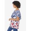 Woman Within Plus Size Ruffle Tee(Evening Blue Mix Print)