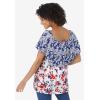 Woman Within Plus Size Ruffle Tee(Evening Blue Mix Print)
