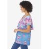 Woman Within Plus Size Ruffle Tee(French Blue Mixed Bouquet)