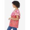 Woman Within Plus Size Ruffle Tee(Sweet Coral Mixed Bouquet)