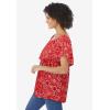 Woman Within Plus Size Ruffle Tee(Vivid Red Bandana)