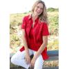Woman Within Plus Size Short-Sleeve Cotton Campshirt(Vivid Red Mini Dot)