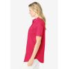 Woman Within Plus Size Short-Sleeve Cotton Campshirt(Vivid Red Mini Dot)
