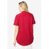 Woman Within Plus Size Short-Sleeve Cotton Campshirt(Vivid Red Mini Dot)
