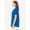 Woman Within Plus Size Short-Sleeve V-Neck Shirred Tee(Bright Cobalt)
