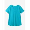 Woman Within Plus Size Short-Sleeve V-Neck Shirred Tee(Multi Dip Dye)
