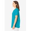 Woman Within Plus Size Short-Sleeve V-Neck Shirred Tee(Pretty Turquoise)