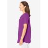 Woman Within Plus Size Short-Sleeve V-Neck Shirred Tee(Purple Magenta)