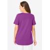Woman Within Plus Size Short-Sleeve V-Neck Shirred Tee(Purple Magenta)