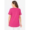 Woman Within Plus Size Short-Sleeve V-Neck Shirred Tee(Raspberry Sorbet)