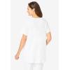 Woman Within Plus Size Short-Sleeve V-Neck Shirred Tee(White)