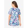 Woman Within Plus Size Short-Sleeve V-Neck Shirred Tee(White Multi Batik)