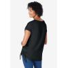Woman Within Plus Size Side Tie Knit Tee(Black)