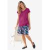 Woman Within Plus Size Side Tie Knit Tee(Raspberry)