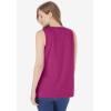 Woman Within Plus Size Smocked Henley Tank Top(Raspberry)