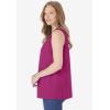 Woman Within Plus Size Smocked Henley Tank Top(Raspberry)