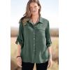 Woman Within Plus Size Utility Button Down Shirt(Black)