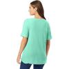 Woman Within Plus Size Waffle Thermal Satin Trim Tee(Pale Seafoam)