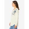 Woman Within Plus Size Waffle Thermal V-Neck Tee(Ivory Flower Embroidery)