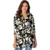 Woman Within Plus Size 2-Piece Shirt and Tank(Black Khaki Watercolor Flower)