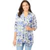 Woman Within Plus Size 2-Piece Shirt and Tank(French Blue Watercolor Floral)