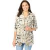 Woman Within Plus Size 2-Piece Shirt and Tank(Natural Khaki Watercolor Floral)